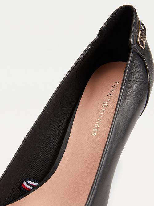 Tommy Hilfiger Essential Pointed Low Leren Pumps Hakken Dames Zwart | TH956VNG