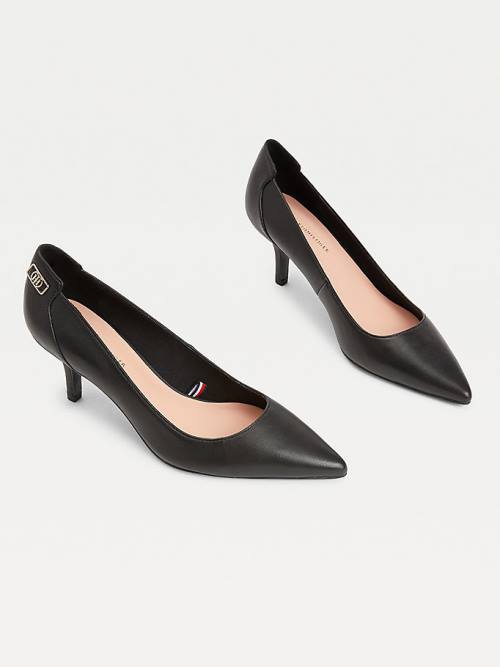 Tommy Hilfiger Essential Pointed Low Leren Pumps Hakken Dames Zwart | TH956VNG