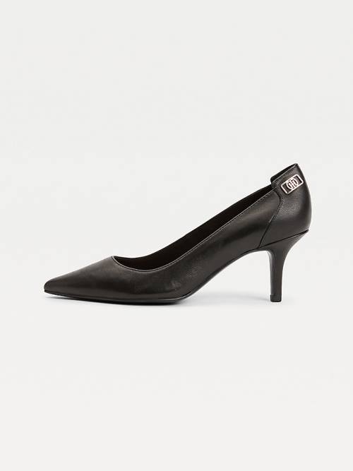 Tommy Hilfiger Essential Pointed Low Leren Pumps Hakken Dames Zwart | TH956VNG