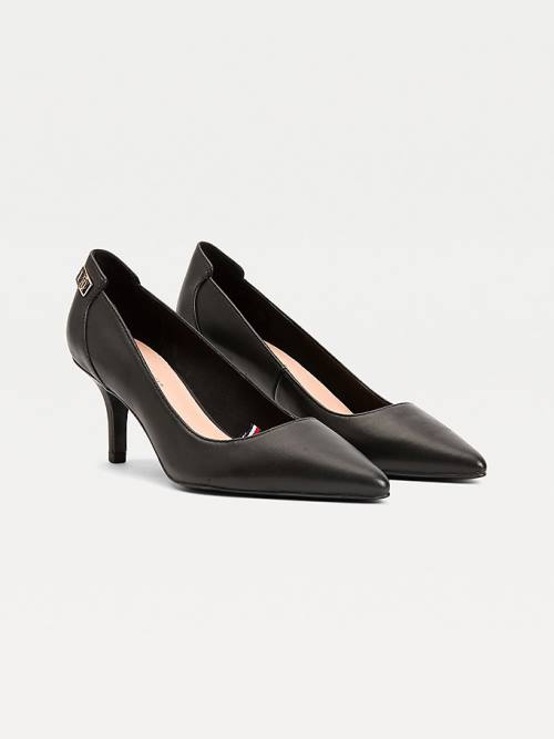 Tommy Hilfiger Essential Pointed Low Leren Pumps Hakken Dames Zwart | TH956VNG