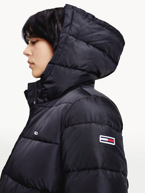 Tommy Hilfiger Essential Recycled Met Capuchon Down Puffer Jassen Dames Zwart | TH529NUY