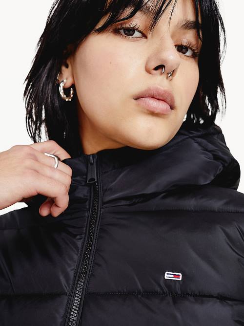 Tommy Hilfiger Essential Recycled Met Capuchon Down Puffer Jassen Dames Zwart | TH529NUY