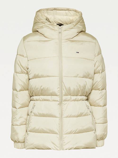 Tommy Hilfiger Essential Recycled Met Capuchon Down Puffer Jassen Dames Beige | TH869FLZ