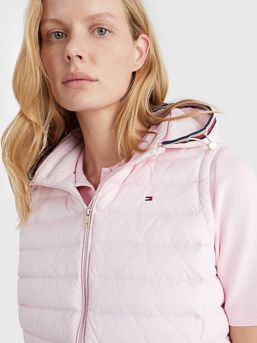 Tommy Hilfiger Essential Removable Hood Down Vest Jassen Dames Roze | TH579ZLW