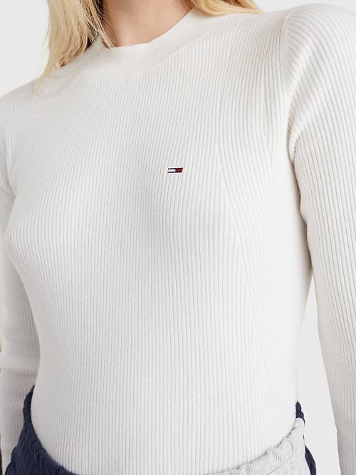 Tommy Hilfiger Essential Rib-Knit Jumper Truien Dames Wit | TH873FWS