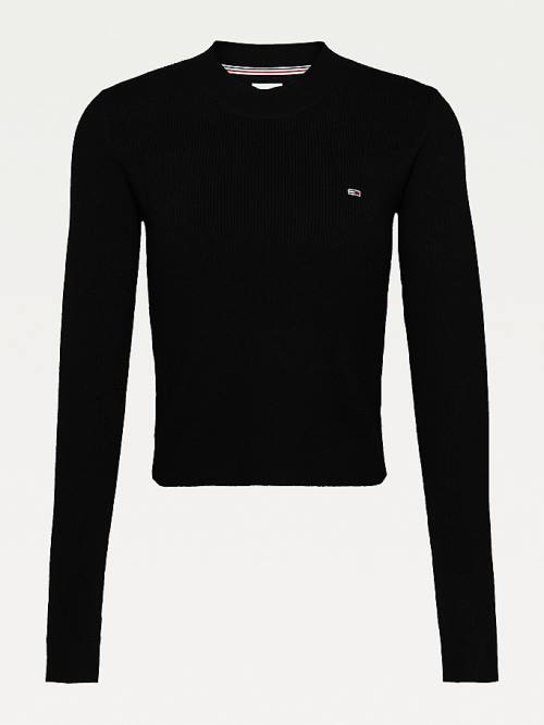 Tommy Hilfiger Essential Rib-Knit Jumper Truien Dames Zwart | TH895OLM