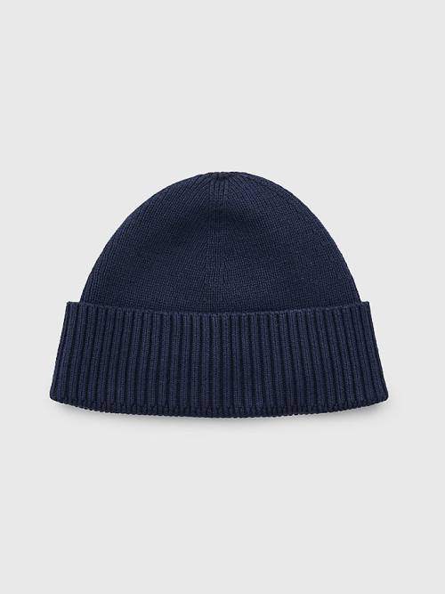 Tommy Hilfiger Essential Rib Knit Kort Beanie Hoeden Heren Blauw | TH073SXT