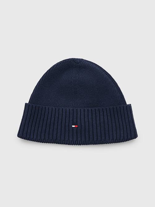 Tommy Hilfiger Essential Rib Knit Kort Beanie Hoeden Heren Blauw | TH073SXT