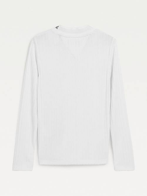 Tommy Hilfiger Essential Rib-Knit Long Sleeve T-shirts Meisjes Wit | TH508BEP