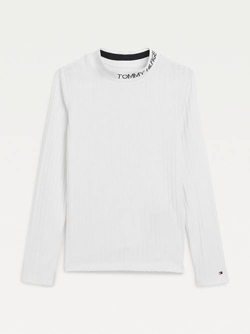 Tommy Hilfiger Essential Rib-Knit Long Sleeve T-shirts Meisjes Wit | TH508BEP