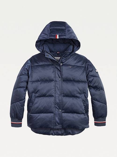 Tommy Hilfiger Essential Satin Puffer Jassen Meisjes Blauw | TH574RDJ