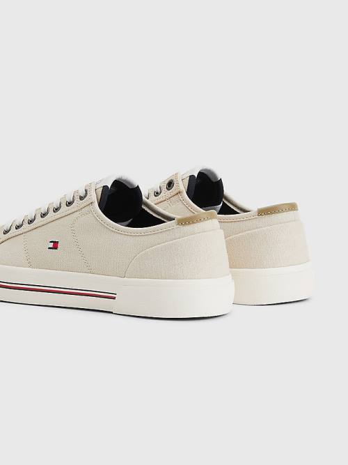 Tommy Hilfiger Essential Signature Canvas Sneakers Heren Beige | TH432LHT