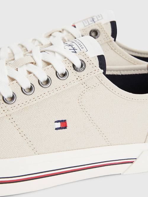 Tommy Hilfiger Essential Signature Canvas Sneakers Heren Beige | TH432LHT