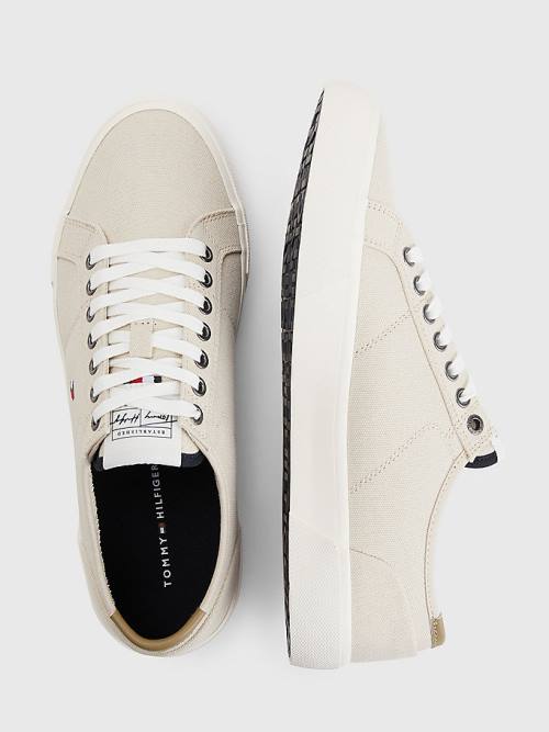 Tommy Hilfiger Essential Signature Canvas Sneakers Heren Beige | TH432LHT