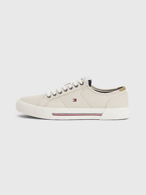 Tommy Hilfiger Essential Signature Canvas Sneakers Heren Beige | TH432LHT