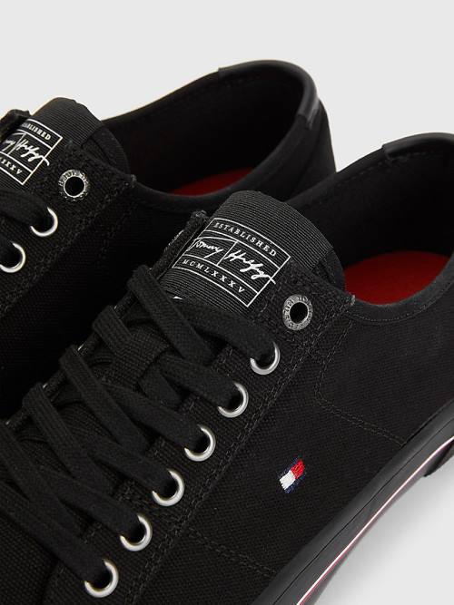 Tommy Hilfiger Essential Signature Canvas Sneakers Heren Zwart | TH516IGY