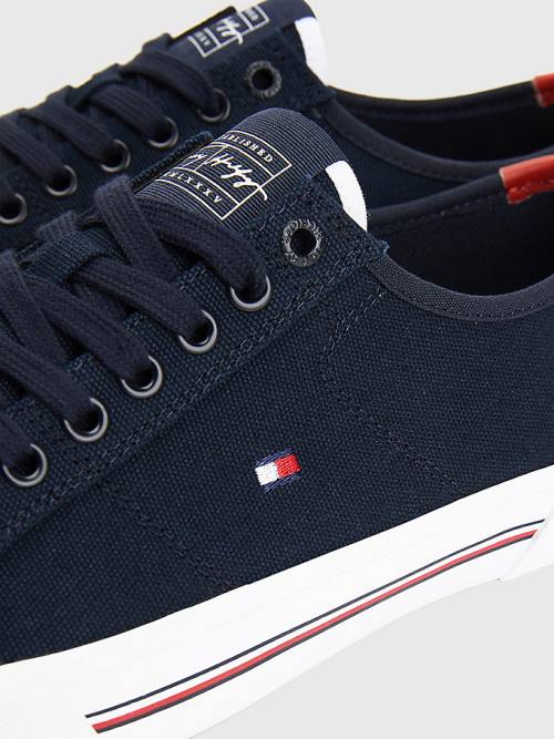 Tommy Hilfiger Essential Signature Canvas Sneakers Heren Blauw | TH576GWZ