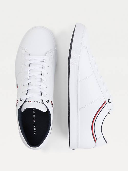 Tommy Hilfiger Essential Signature Detail Leren Sneakers Heren Wit | TH362CZW