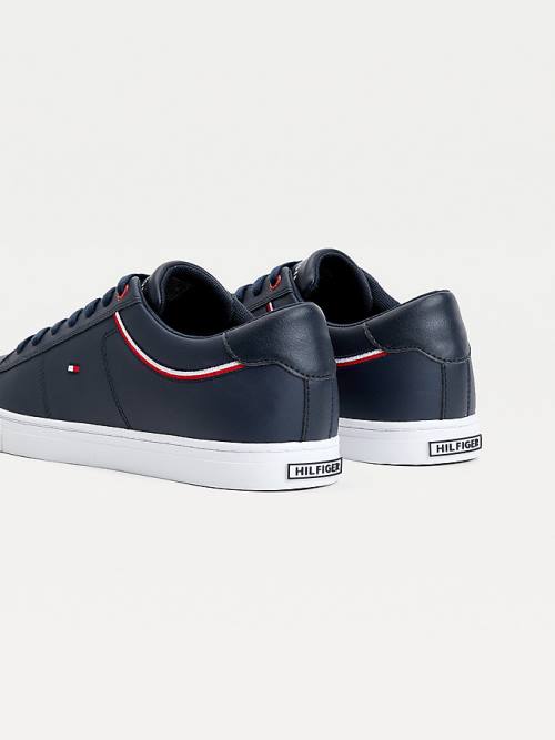 Tommy Hilfiger Essential Signature Detail Leren Sneakers Heren Blauw | TH637SRT