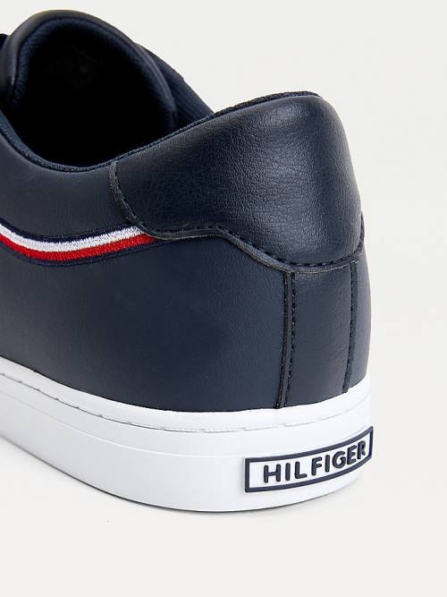 Tommy Hilfiger Essential Signature Detail Leren Sneakers Heren Blauw | TH637SRT