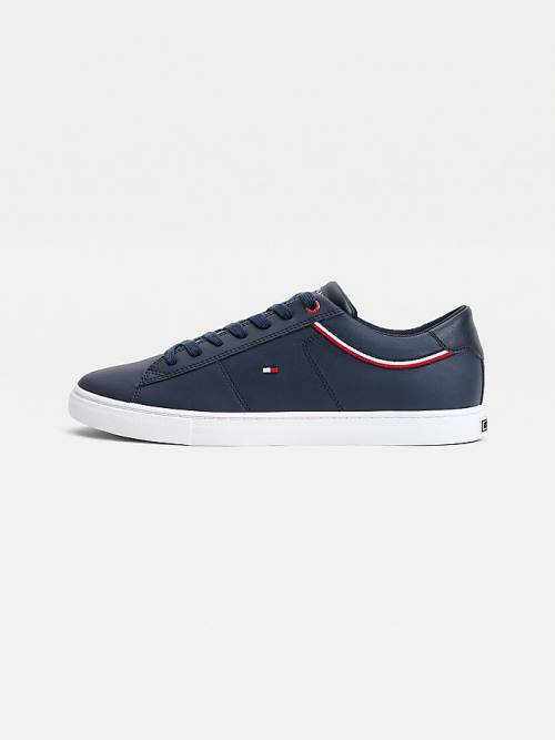 Tommy Hilfiger Essential Signature Detail Leren Sneakers Heren Blauw | TH637SRT