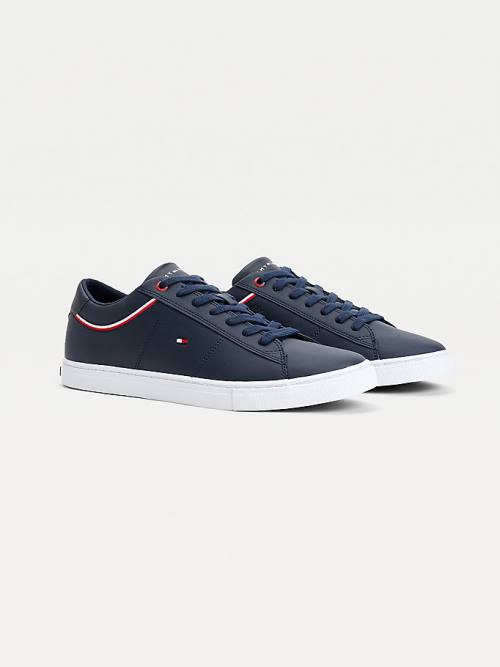 Tommy Hilfiger Essential Signature Detail Leren Sneakers Heren Blauw | TH637SRT