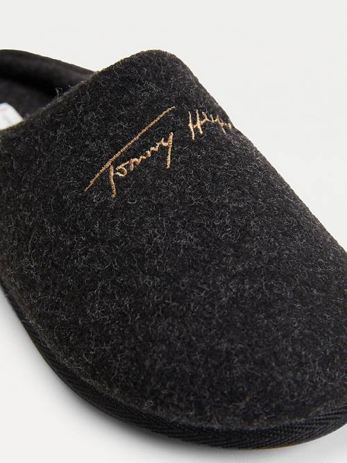 Tommy Hilfiger Essential Signature Home Slippers Dames Zwart | TH175BUT