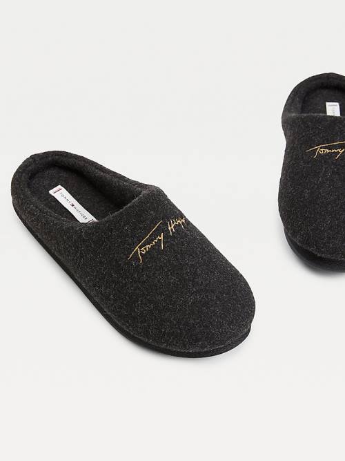 Tommy Hilfiger Essential Signature Home Slippers Dames Zwart | TH175BUT