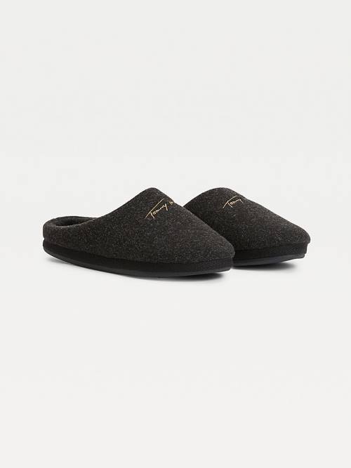 Tommy Hilfiger Essential Signature Home Slippers Dames Zwart | TH175BUT