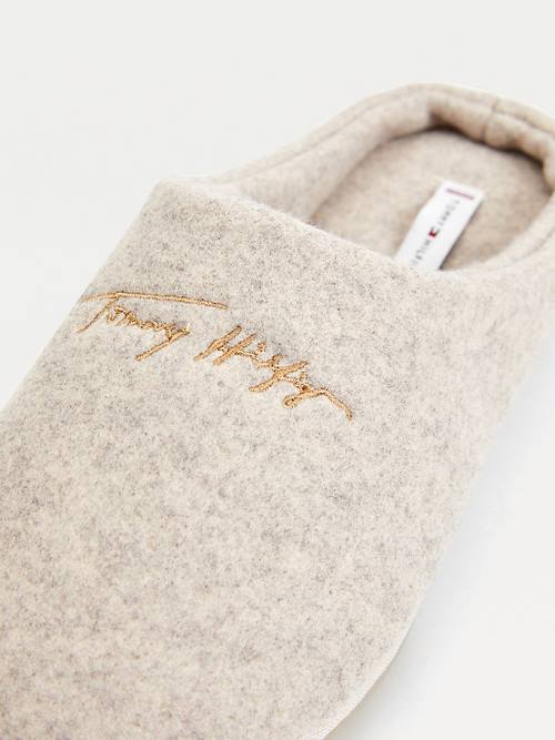 Tommy Hilfiger Essential Signature Home Slippers Dames Beige | TH892YQW