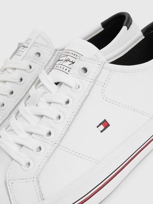 Tommy Hilfiger Essential Signature Leren Sneakers Heren Wit | TH604AYT