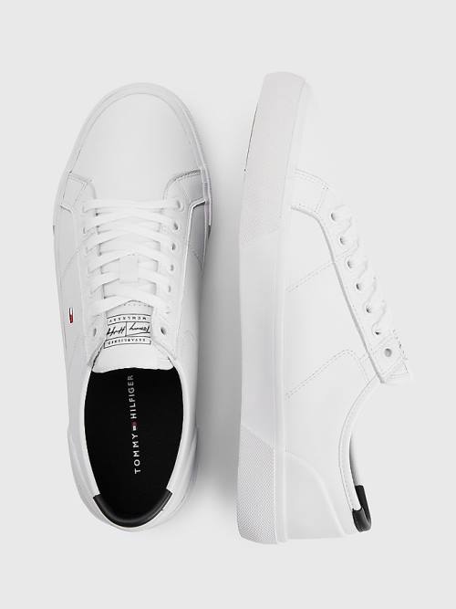 Tommy Hilfiger Essential Signature Leren Sneakers Heren Wit | TH604AYT