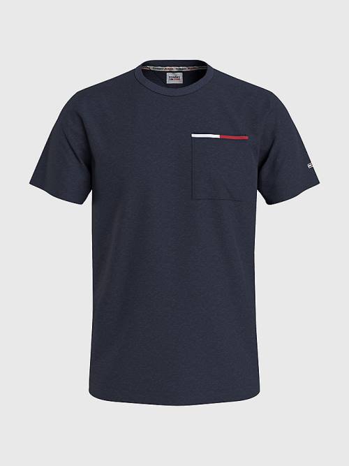 Tommy Hilfiger Essential Signature Pocket T-shirts Heren Blauw | TH039PRY