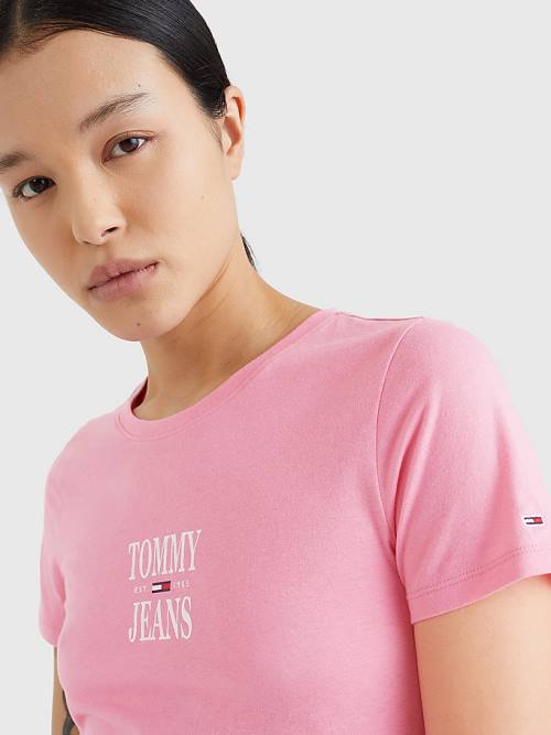 Tommy Hilfiger Essential Skinny Fit Logo T-shirts Dames Roze | TH059CHP