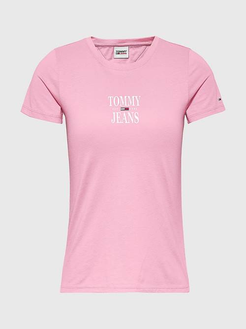 Tommy Hilfiger Essential Skinny Fit Logo T-shirts Dames Roze | TH059CHP