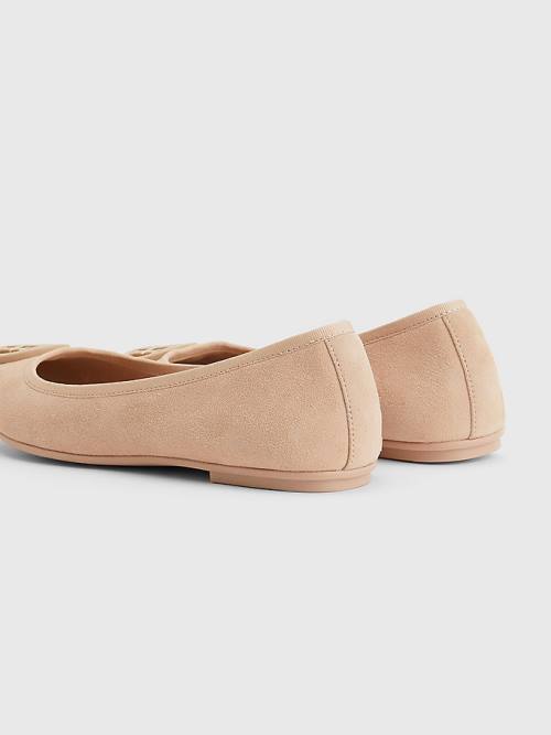 Tommy Hilfiger Essential Suede Ballerina Schoenen Dames Beige | TH461HMV