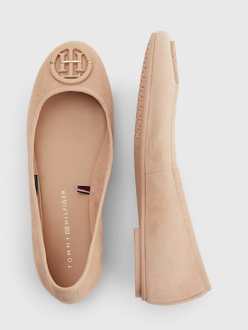 Tommy Hilfiger Essential Suede Ballerina Schoenen Dames Beige | TH461HMV