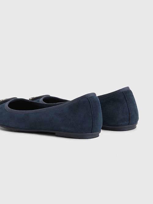 Tommy Hilfiger Essential Suede Ballerina Schoenen Dames Blauw | TH801LIM