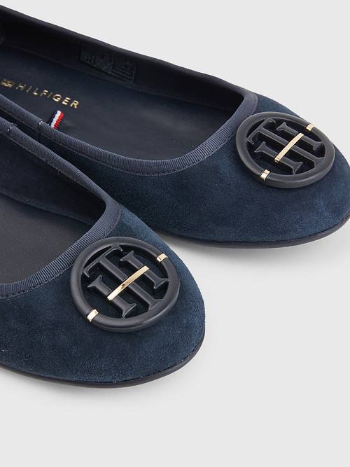 Tommy Hilfiger Essential Suede Ballerina Schoenen Dames Blauw | TH801LIM