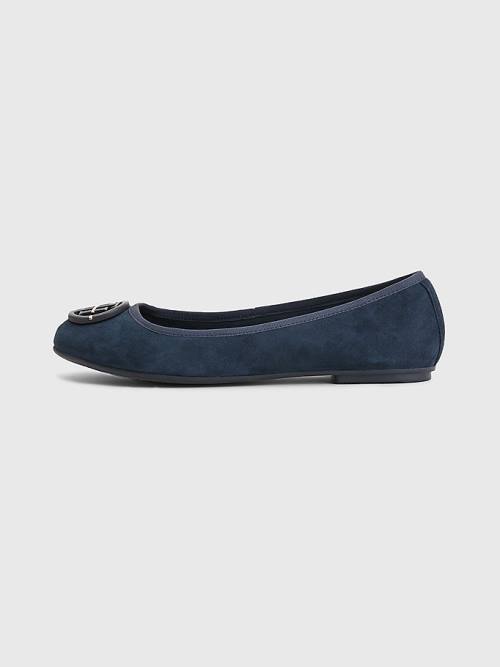 Tommy Hilfiger Essential Suede Ballerina Schoenen Dames Blauw | TH801LIM