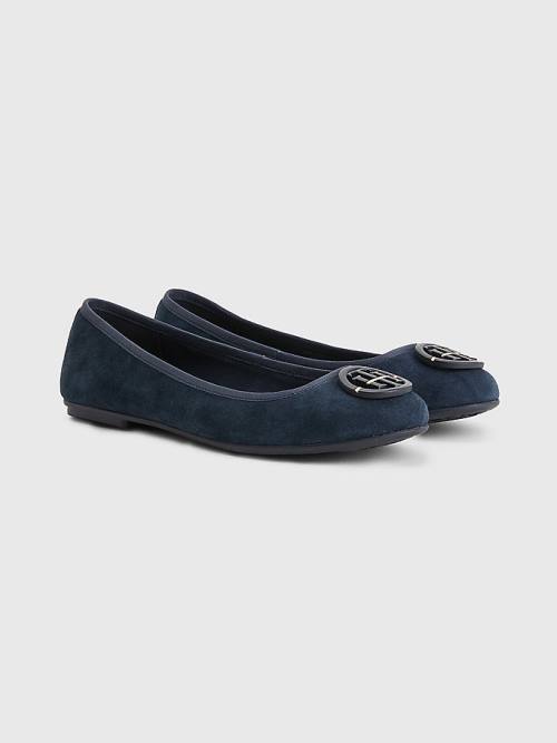 Tommy Hilfiger Essential Suede Ballerina Schoenen Dames Blauw | TH801LIM