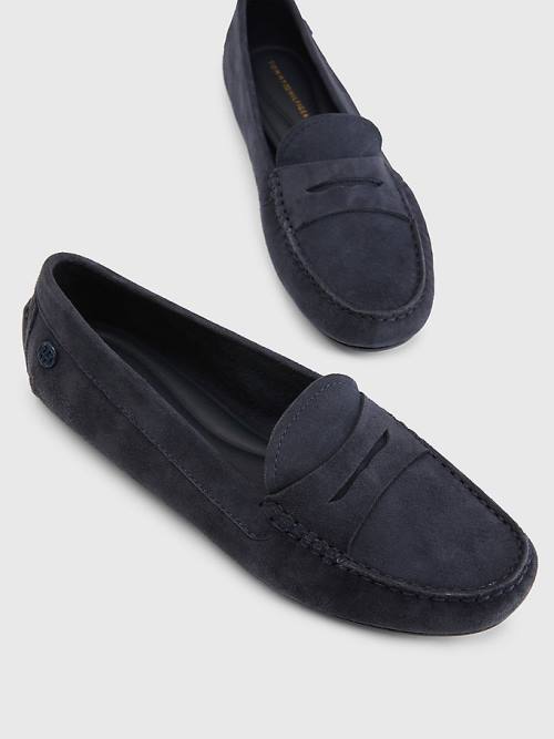 Tommy Hilfiger Essential Suede Moccasins Loafers Dames Blauw | TH832CNW