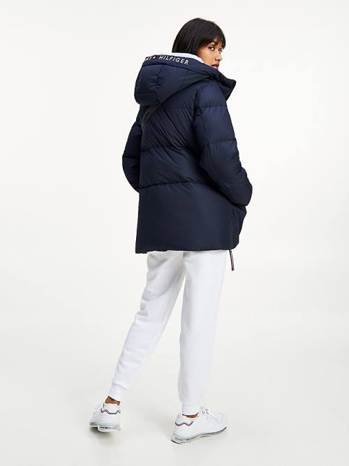 Tommy Hilfiger Essential TH Protect Padded Logo Coat Jassen Dames Blauw | TH124ETO