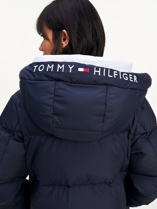 Tommy Hilfiger Essential TH Protect Padded Logo Coat Jassen Dames Blauw | TH124ETO