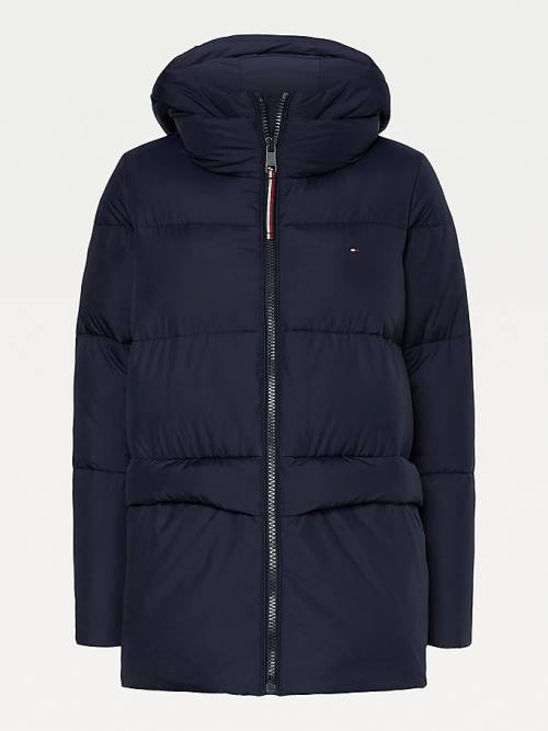 Tommy Hilfiger Essential TH Protect Padded Logo Coat Jassen Dames Blauw | TH124ETO