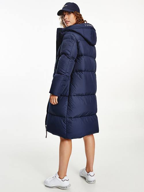 Tommy Hilfiger Essential TH Protect Padded Maxi Coat Jassen Dames Blauw | TH517PZR