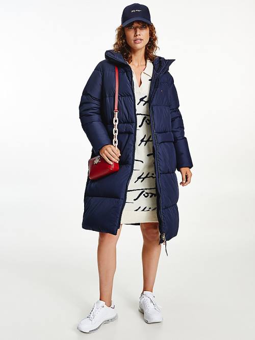 Tommy Hilfiger Essential TH Protect Padded Maxi Coat Jassen Dames Blauw | TH517PZR