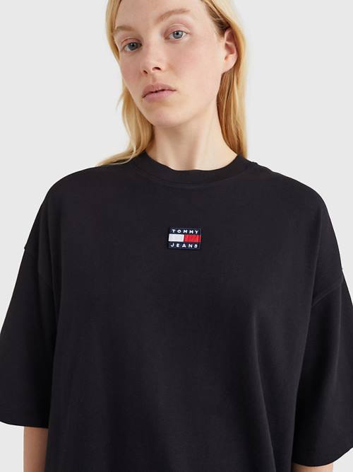 Tommy Hilfiger Essential Tommy Badge Mini Jurken Dames Zwart | TH329PIZ