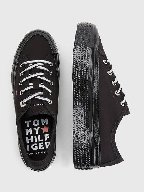 Tommy Hilfiger Essential Vulcanised Flatform Sneakers Dames Zwart | TH056USO