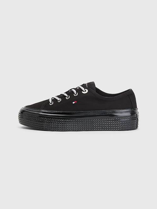 Tommy Hilfiger Essential Vulcanised Flatform Sneakers Dames Zwart | TH056USO